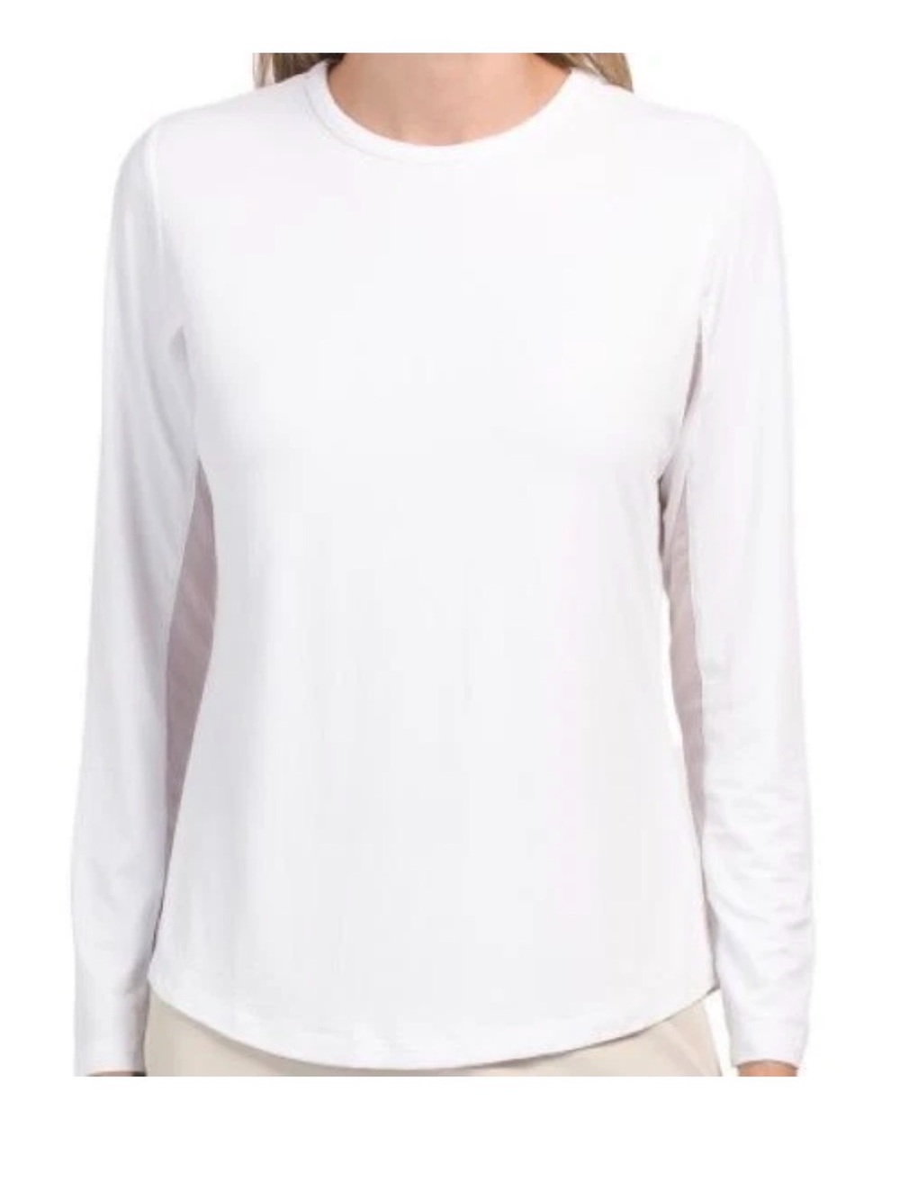 G Lifestyle Solid White Long Sleeve Crew Shirt Size S